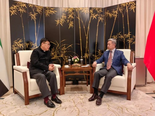 駐阿聯酋大使張益明會見全國政協外事委員會副主任韓方明